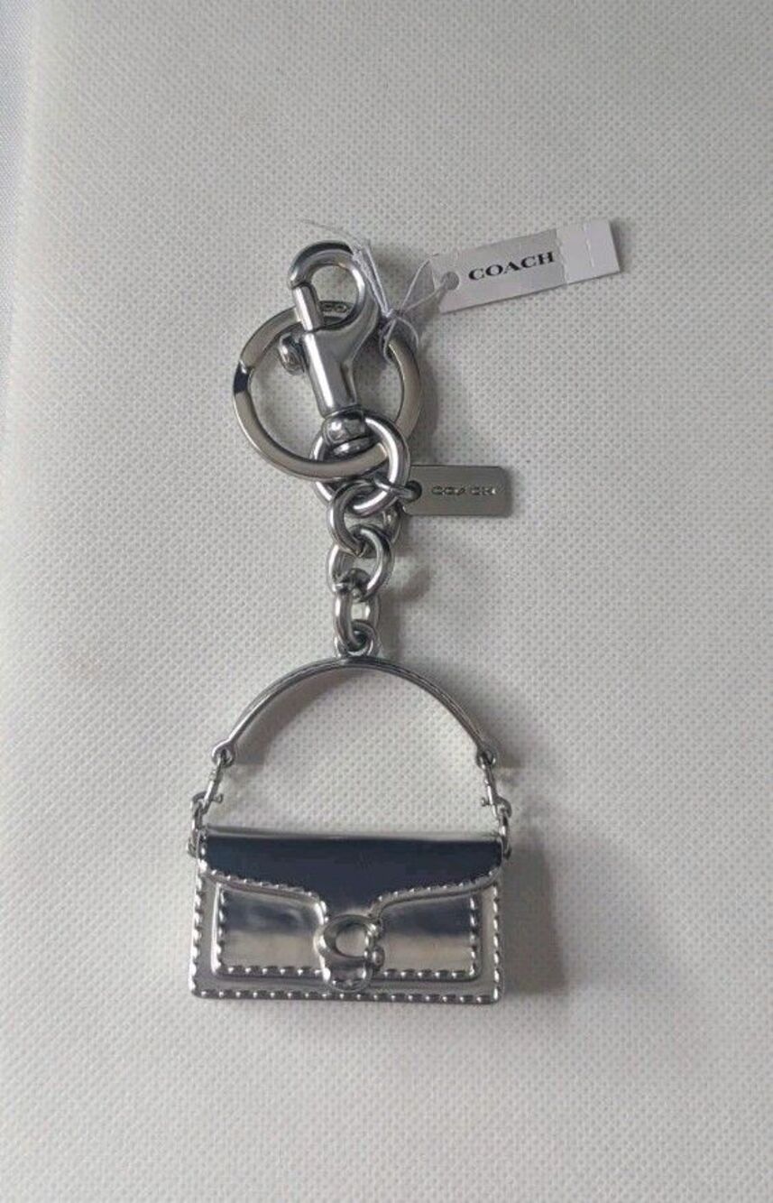 Coach Tabby Bag Charm In Silver, Brand New